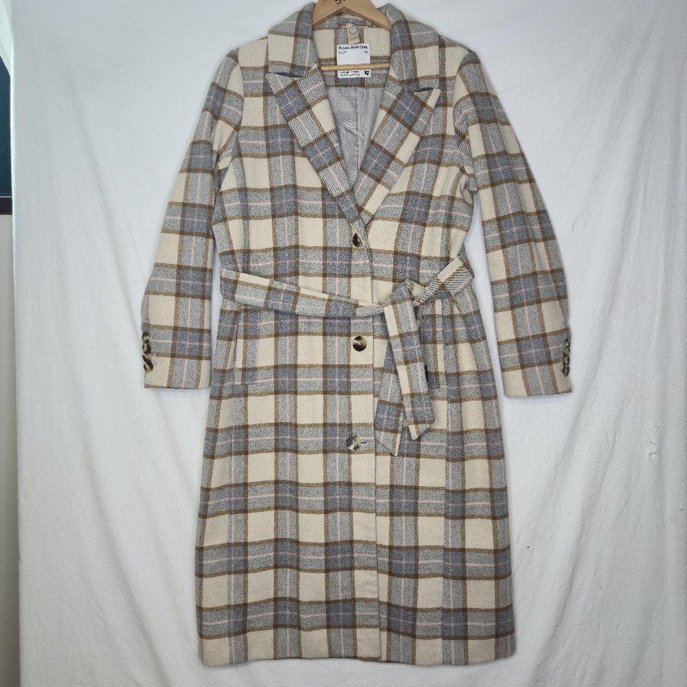 Frank And Oak Ladies Plaid Wool Lawrence Winter Coat Size Large